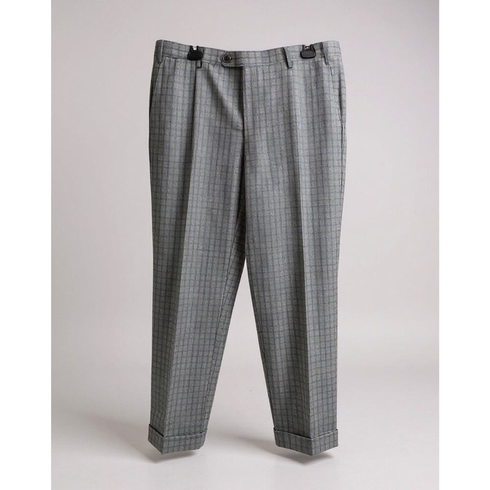 Sartore Vitale Barberis Canonico Wool Pants Super 110s Cuffed Gray Blue Mens 36